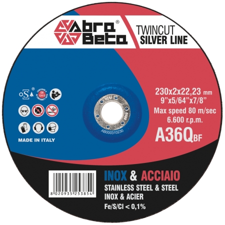 Dischi abrasivi da Taglio Abra Beta INOX/FERRO A36Q 230mm Silver